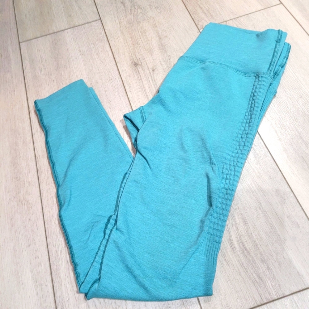 Alphalete Women's High Waisted Ankle Length Leggings Medium Turquoise Athleisure